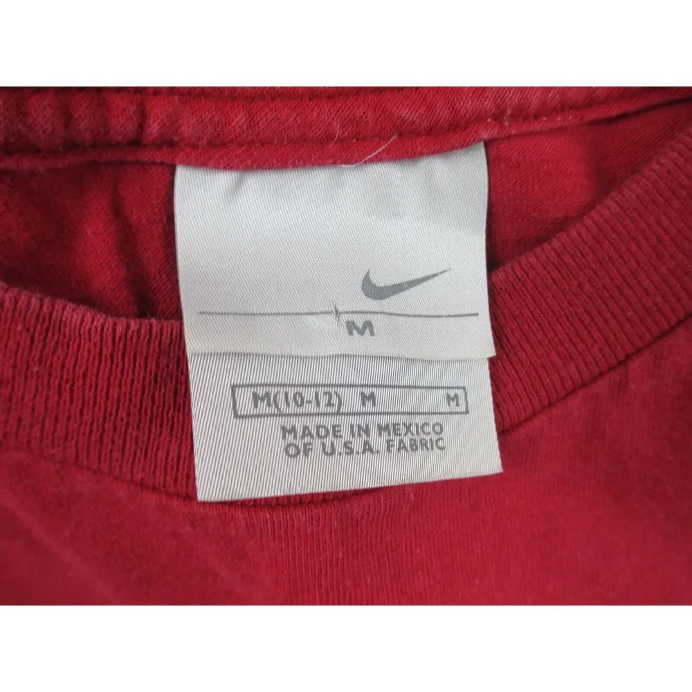 VINTAGE Nike‎ Shirt Boys Medium Red Long Sleeve 90s Kids Youth*